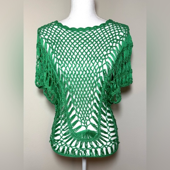 POL Green Bohemian Crochet Top Women Size Small - Picture 1 of 5